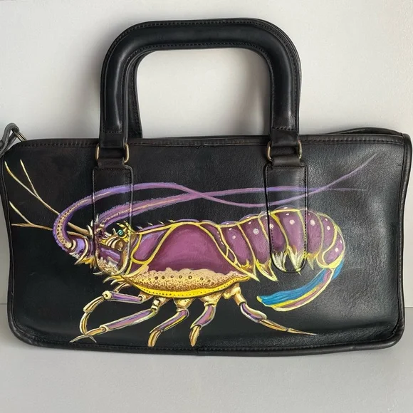 Vintage Coach NYC Lobster Art Slim Leather satchel Handbag 1970’s - Picture 2 of 16